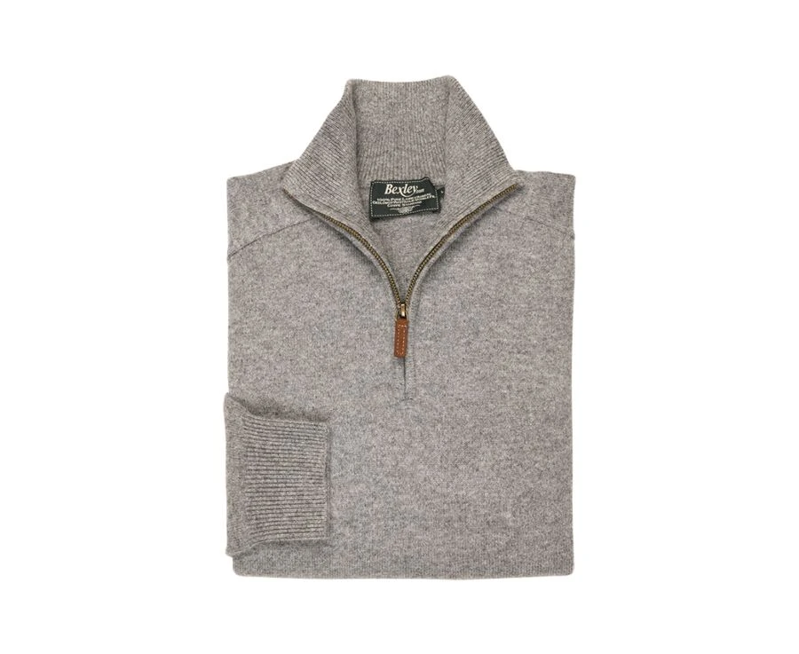 Pull Col Zippé Homme Laine Gris Chiné - KENNETH 6 Pull Col Zippé Homme Laine Gris Chiné - KENNETH – Image 4