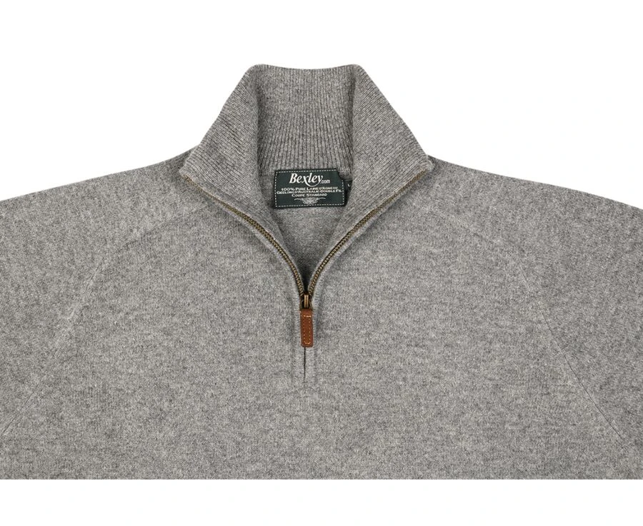 Pull Col Zippé Homme Laine Gris Chiné - KENNETH 7 Pull Col Zippé Homme Laine Gris Chiné - KENNETH – Image 5