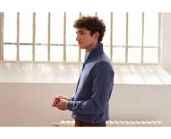 Pull Homme Laine Col Zippé Bleu Foncé Chiné - KENNETH -Boutique Pop Mey Edlich 0060102w kenneth bleu fonce chine 3 1