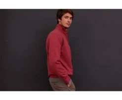 Pull Homme Laine Col Zippé Rouge Chiné - KENNETH -Boutique Pop Mey Edlich 0060105z kenneth rouge chine 3 1