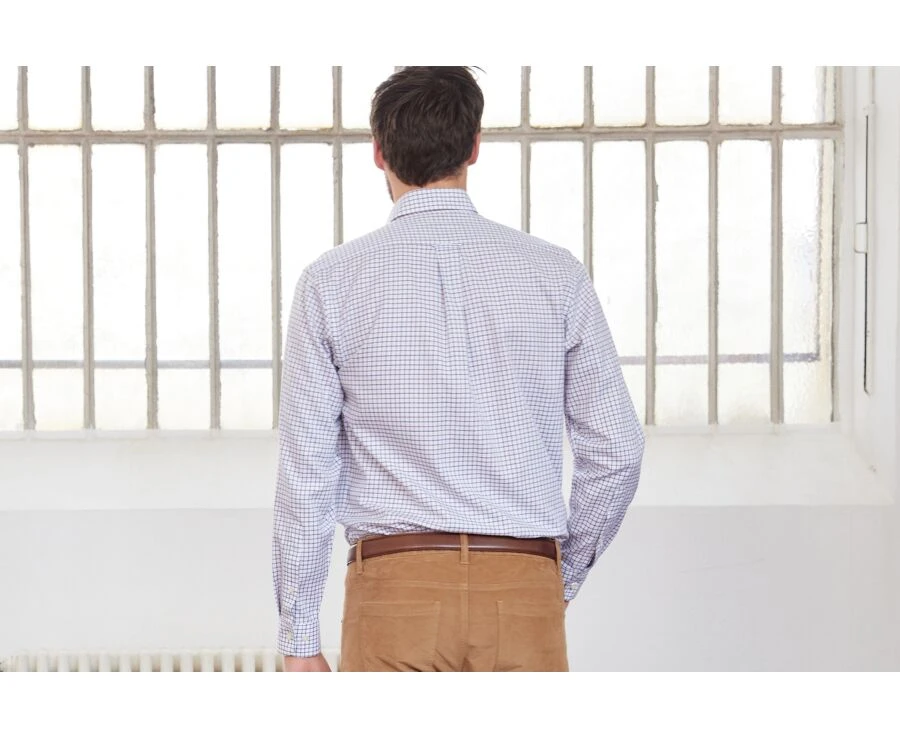 Chemise Flanelle Carreaux Bleus Et Beiges - LINDSAY 4 Chemise Flanelle Carreaux Bleus Et Beiges - LINDSAY – Image 2