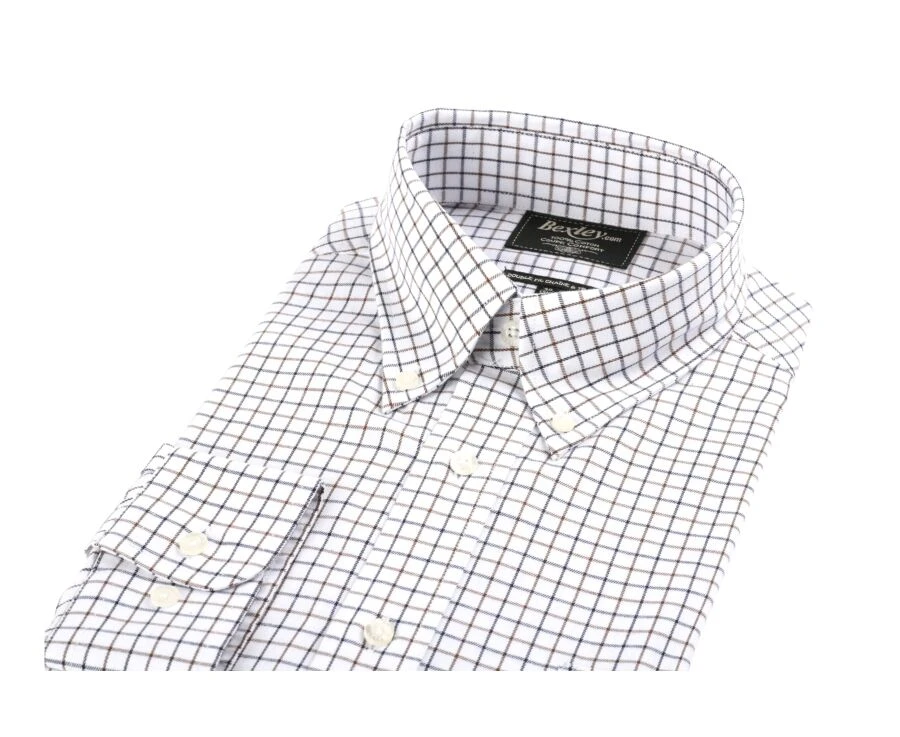 Chemise Flanelle Carreaux Bleus Et Beiges - LINDSAY 7 Chemise Flanelle Carreaux Bleus Et Beiges - LINDSAY – Image 5