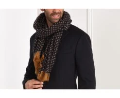 Écharpe Laine Motif Navy Et Fauve 8 Écharpe Laine Motif Navy Et Fauve -Boutique Pop Mey Edlich 00619067 echarpeslaine motif navy et fauve 3