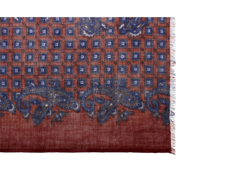 Écharpe Laine Rouge Motif Navy 4 Écharpe Laine Rouge Motif Navy – Image 2