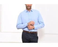 Chemise Bleue 100% Coton - Col Français - MAXIME CLASSIC