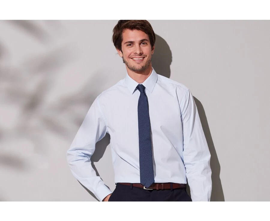 Chemise Bleu Pâle En Coton Double Fil - ALBERT CLASSIC 3 Chemise Bleu Pâle En Coton Double Fil - ALBERT CLASSIC