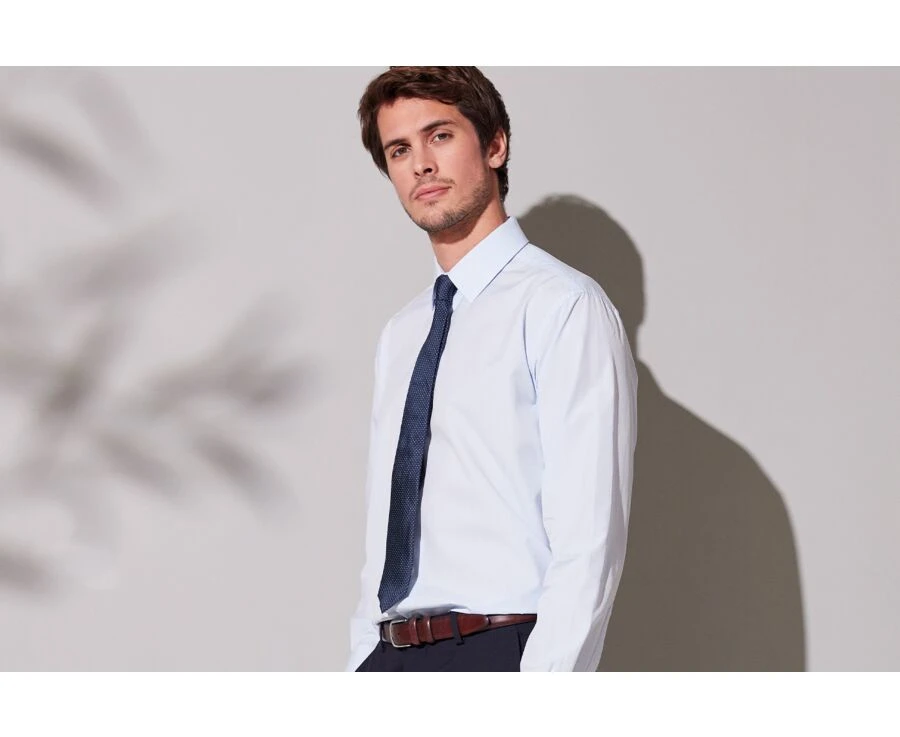 Chemise Bleu Pâle En Coton Double Fil - ALBERT CLASSIC 5 Chemise Bleu Pâle En Coton Double Fil - ALBERT CLASSIC – Image 3