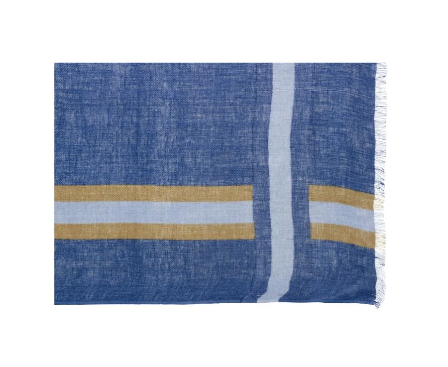 Chèche Lin Indigo Bleu Et Camel 5 Chèche Lin Indigo Bleu Et Camel – Image 3