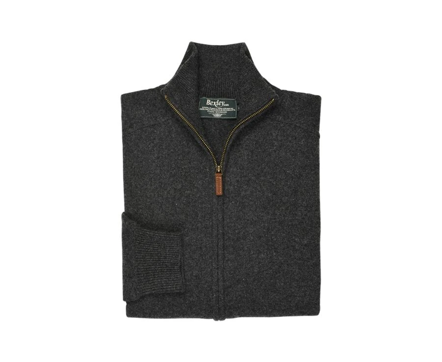 Gilet Zippé Homme Laine Gris Anthracite Chiné - KANE 6 Gilet Zippé Homme Laine Gris Anthracite Chiné - KANE – Image 4