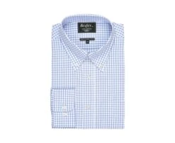 Chemise Blanche Carreaux Bleus - Col Américain - GRAYSON -Boutique Pop Mey Edlich 0094300a grayson bleu et blanc 1