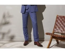 Pantalon De Costume Homme Bleu Clair Chiné - LAZARE