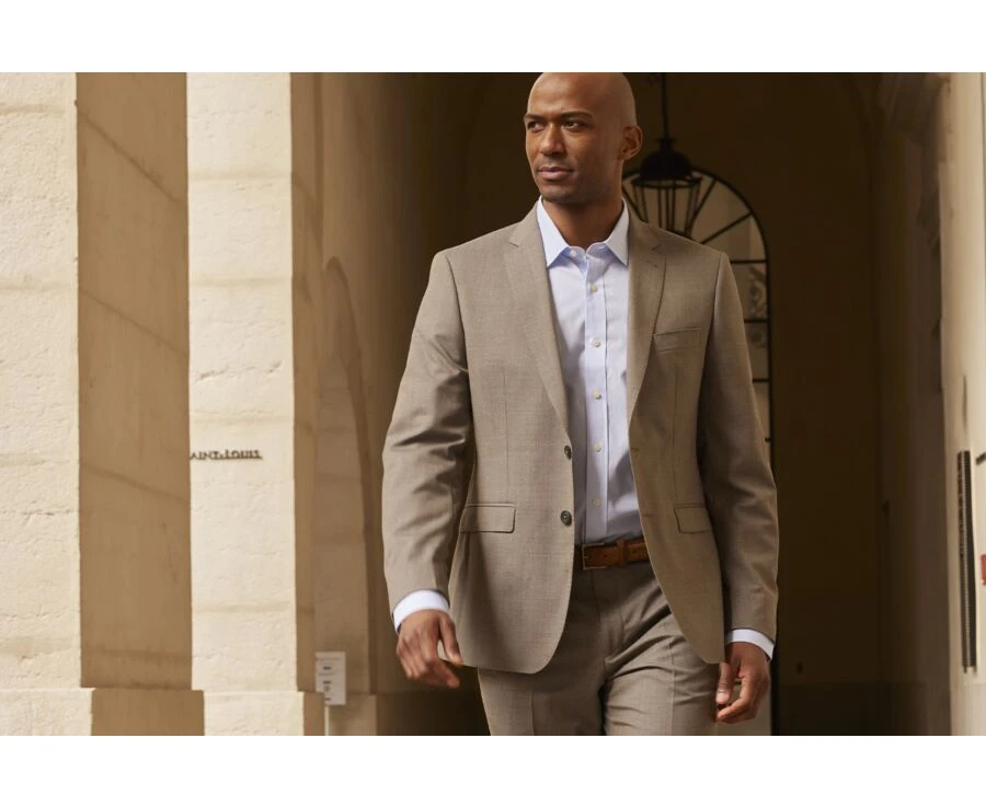 Veste De Costume Homme Taupe Chiné - LAZARE 3 Veste De Costume Homme Taupe Chiné - LAZARE
