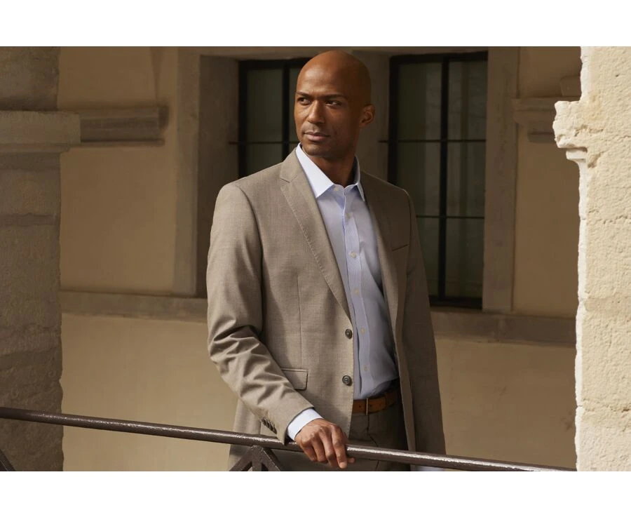 Veste De Costume Homme Taupe Chiné - LAZARE 4 Veste De Costume Homme Taupe Chiné - LAZARE – Image 2