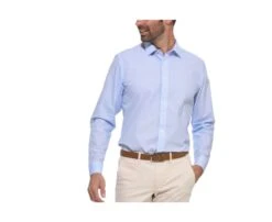 Chemise Blanche Imprimée Motifs Bleus - Col Français - OSCAR