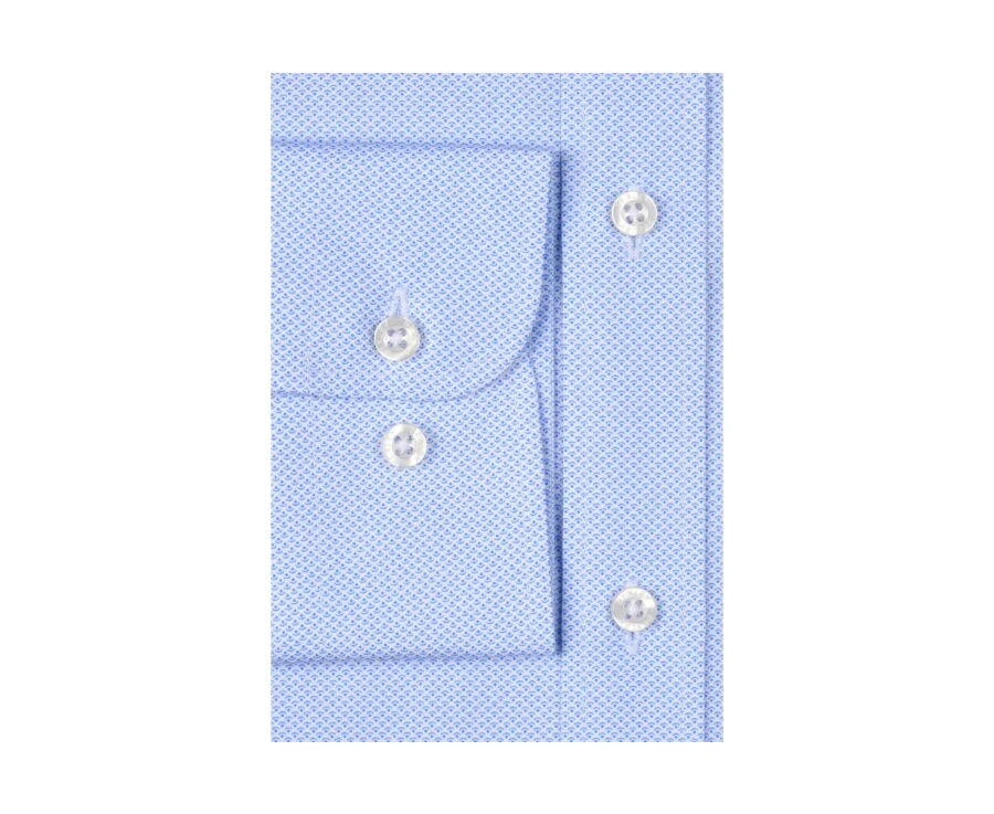 Chemise Blanche Imprimée Motifs Bleus - Col Français - OSCAR 7 Chemise Blanche Imprimée Motifs Bleus - Col Français - OSCAR – Image 5