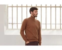 Pull Col Roulé Homme Laine Noisette Chiné - EMERIC -Boutique Pop Mey Edlich 01043051 emeric noisette chine 3