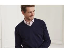 Pull Homme Laine Col V Navy - ELIAN