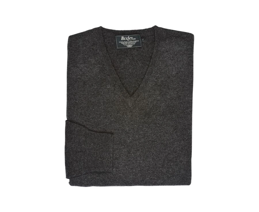 Pull Homme Laine Col V Gris Anthracite Chiné - ELIAN 5 Pull Homme Laine Col V Gris Anthracite Chiné - ELIAN – Image 4