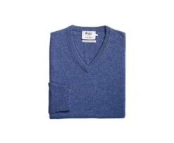 Pull Col V Homme Laine Bleu Foncé Chiné - ELIAN -Boutique Pop Mey Edlich 0104402w elian bleu fonce chine 4 1