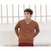 Pull Homme Laine Col V Noisette Chiné - ELIAN -Boutique Pop Mey Edlich 01044051 elian noisette chine 1