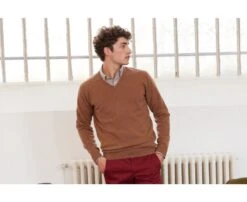 Pull Homme Laine Col V Noisette Chiné - ELIAN -Boutique Pop Mey Edlich 01044051 elian noisette chine 3