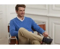 Pull Homme Laine Col V Bleu Mer - ELIAN -Boutique Pop Mey Edlich 010440bm elian bleu mer 3