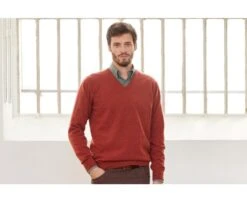 Pull Homme Laine Col V Epice Chiné - ELIAN