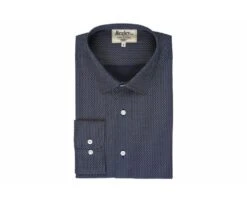 Chemise Imprimée Navy Motifs Beiges - Col Français - ALPHONSE 12 Chemise Imprimée Navy Motifs Beiges - Col Français - ALPHONSE -Boutique Pop Mey Edlich 0105300x alphonse navy et beige 1 bis