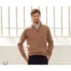 Pull Col Zippé Homme Fin Coton Bio/cachemire Taupe Chiné - VLAD -Boutique Pop Mey Edlich 0109201p vlad taupe chine 1