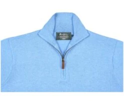 Pull Fin Homme Coton Bio/cachemire Col Zippé Bleu Chiné - VLAD -Boutique Pop Mey Edlich 0109201s vlad bleu chine 7