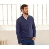 Pull Col Zippé Homme Fin Coton Bio/cachemire Bleu Foncé Chiné - VLAD -Boutique Pop Mey Edlich 0109202w vlad bleu fonce chine 1bis modif