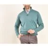 Pull Fin Homme Coton Bio/cachemire Col Zippé Vert Scandinave Chiné - VLAD -Boutique Pop Mey Edlich 0109208u vlad vert scandinave chine 1