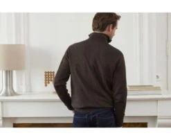 Pull Fin Homme Coton Bio/cachemire Col Zippé Chocolat Foncé - VLAD -Boutique Pop Mey Edlich 01092090 vlad chocolat fonce 2