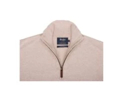 Pull Col Zippé Homme Fin Coton Bio/cachemire Beige Chiné - VLAD -Boutique Pop Mey Edlich 01092098 vlad beige chine 5