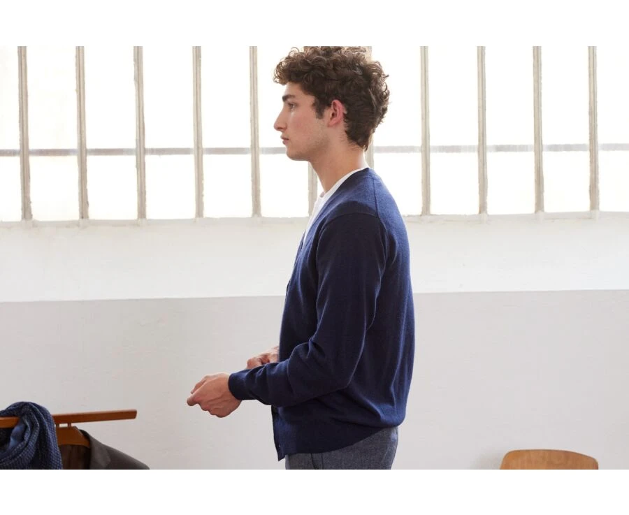 Gilet Homme Laine Bleu Marine - OWEN II 4 Gilet Homme Laine Bleu Marine - OWEN II – Image 2