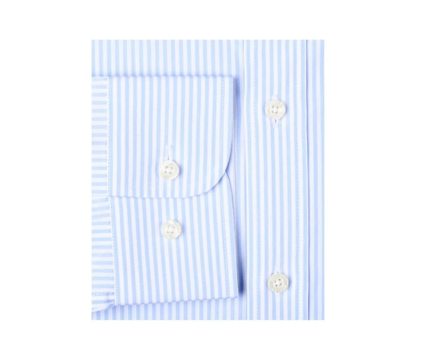 Chemise Coton Rayée Bleu Clair Et Blanc - MAXIMILIEN 8 Chemise Coton Rayée Bleu Clair Et Blanc - MAXIMILIEN – Image 6