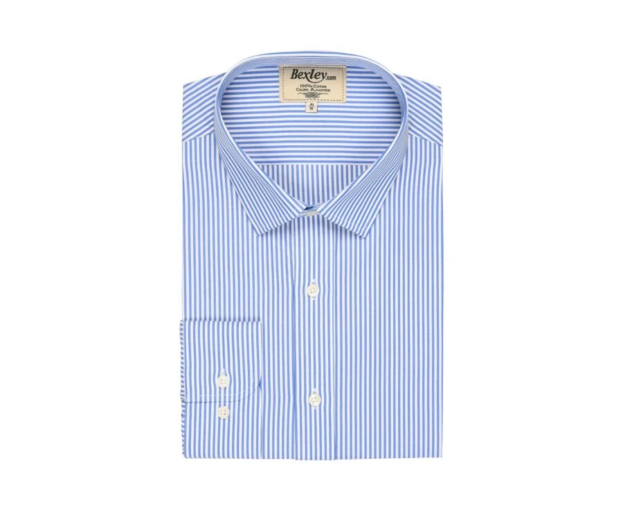 Chemise Coton Rayée Bleu Et Blanc - MAXIMILIEN 6 Chemise Coton Rayée Bleu Et Blanc - MAXIMILIEN – Image 4