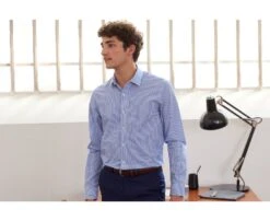 Chemise Coton Rayée Bleu Et Blanc - MAXIMILIEN