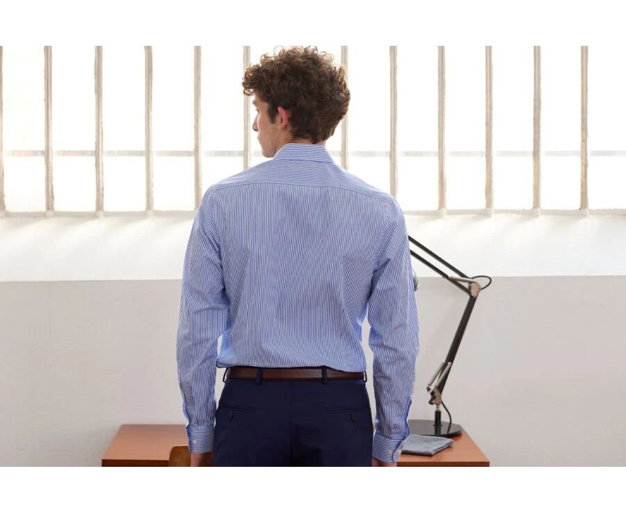 Chemise Coton Rayée Bleu Et Blanc - MAXIMILIEN 4 Chemise Coton Rayée Bleu Et Blanc - MAXIMILIEN – Image 2