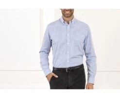 Chemise Coton Rayures Bleues - Col Américain - MARLON
