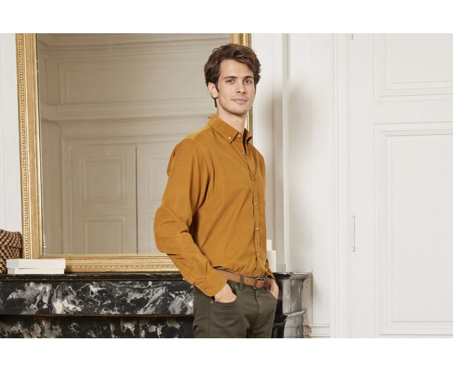 Chemise En Velours Caramel - WAYNE 5 Chemise En Velours Caramel - WAYNE – Image 3
