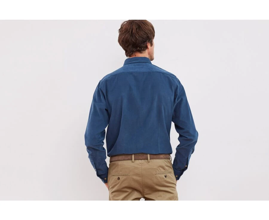 Chemise En Velours Bleu Denim - WAYNE 4 Chemise En Velours Bleu Denim - WAYNE – Image 2