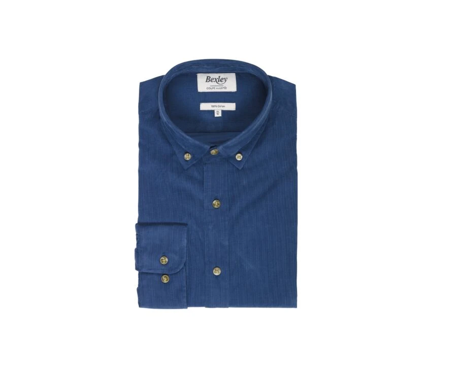 Chemise En Velours Bleu Denim - WAYNE 5 Chemise En Velours Bleu Denim - WAYNE – Image 3