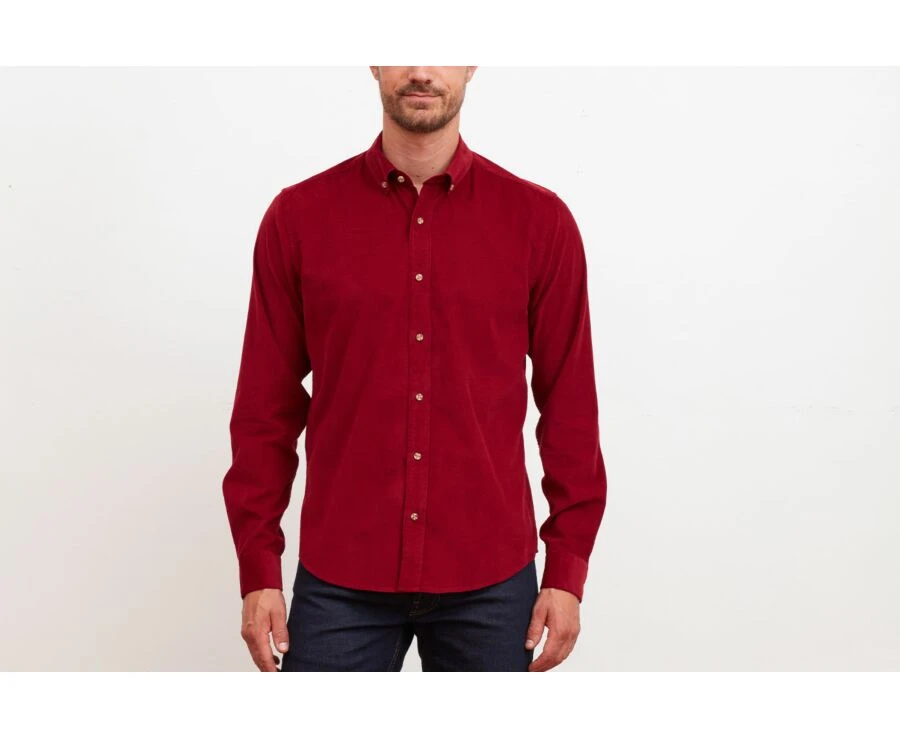 Chemise En Velours Rouge Sombre - WAYNE 3 Chemise En Velours Rouge Sombre - WAYNE