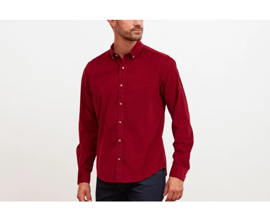 Chemise En Velours Rouge Sombre - WAYNE 5 Chemise En Velours Rouge Sombre - WAYNE – Image 3