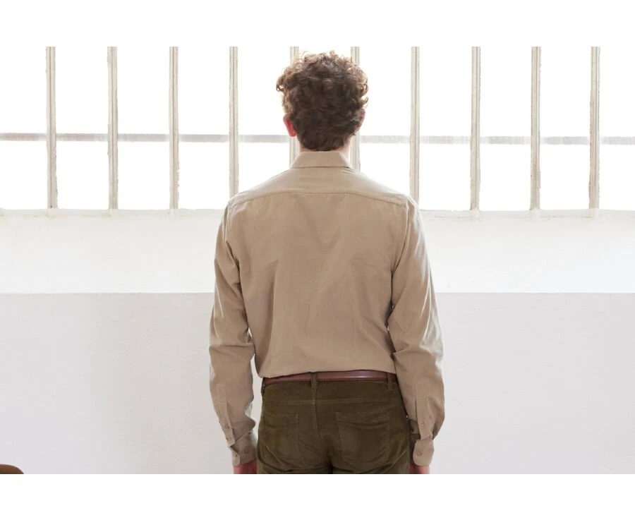 Chemise En Velours Taupe Clair - WAYNE 4 Chemise En Velours Taupe Clair - WAYNE – Image 2