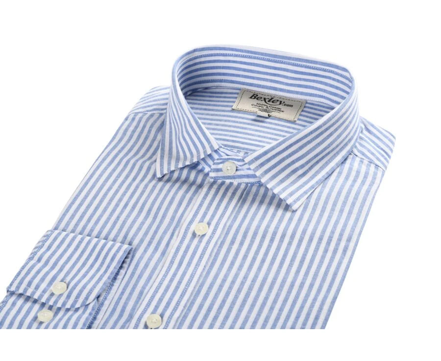 Chemise Coton Et Lin Rayures Bleues Et Blanches - EDIBERT 7 Chemise Coton Et Lin Rayures Bleues Et Blanches - EDIBERT – Image 5