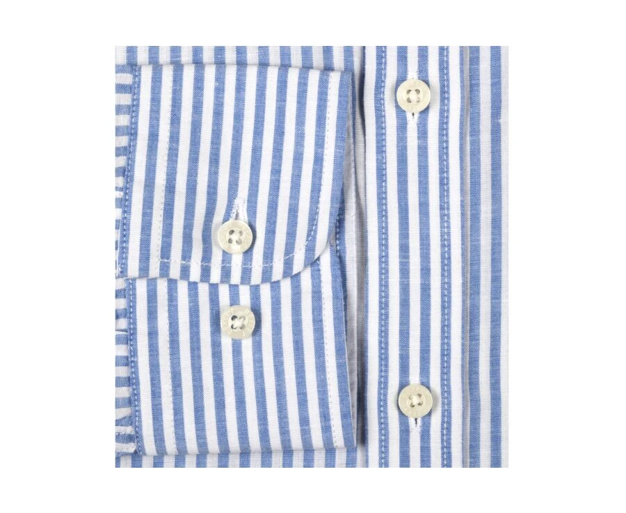 Chemise Coton Et Lin Rayures Bleues Et Blanches - EDIBERT 8 Chemise Coton Et Lin Rayures Bleues Et Blanches - EDIBERT – Image 6