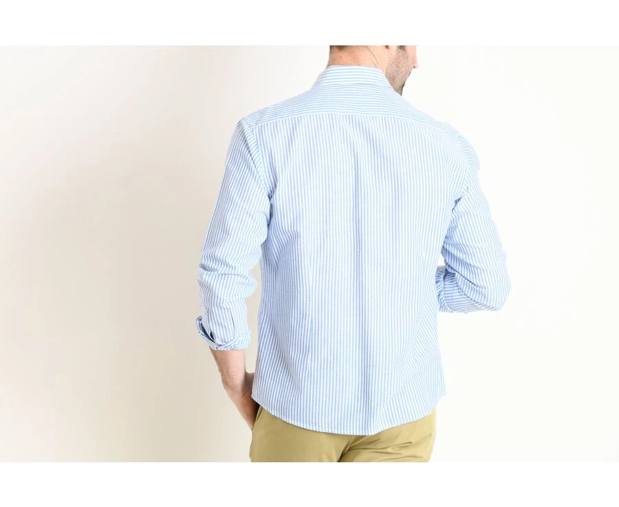 Chemise Coton Et Lin Rayures Bleues Et Blanches - EDIBERT 4 Chemise Coton Et Lin Rayures Bleues Et Blanches - EDIBERT – Image 2