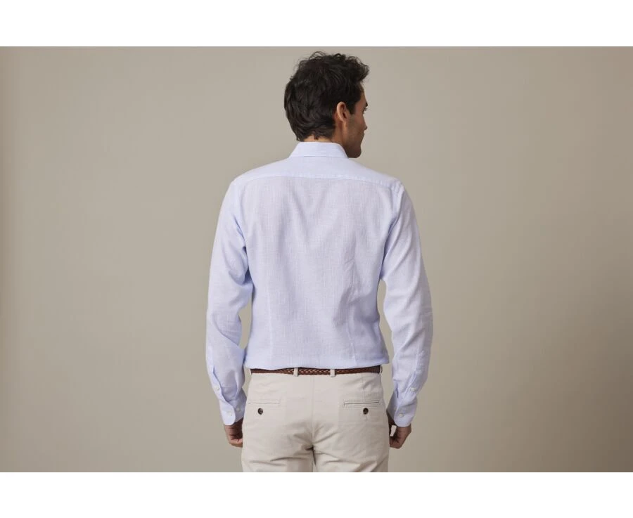 Chemise Coton Et Lin Bleu Clair Et Liseré Blanc - EDIBERT 4 Chemise Coton Et Lin Bleu Clair Et Liseré Blanc - EDIBERT – Image 2